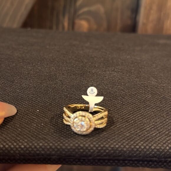 Elegant 14K Gold Plated Diamond Princess Ring - Picture 5 of 7